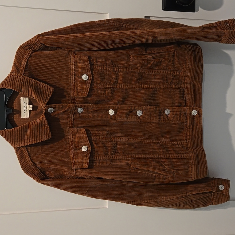 PACSUN Los Angeles Wide Wale Corduroy Jean Jacket Rust Brown Womens S EUC